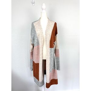 Mystree Color Block Long Duster Cardigan Sweater size Large